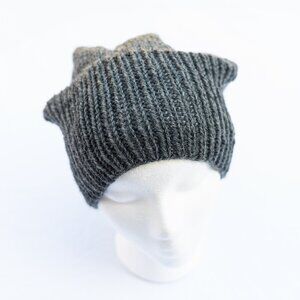 Charcoal Gray Wool Slouchy Knit Hat